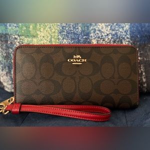 *SALE* Coach❤️Brown/Red Logo Wallet